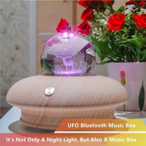 Solid Wood Base Of Crystal Ball Birthday Gift Valentines Day Flood Light Led Lamp Night Led Lights for Room Bedside Table Desk