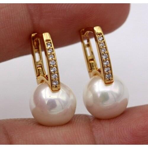 14K Yellow Gold Clip Earrings for Women Gemstone Wedding Engagement 925 Silver Fine Pearl Jewelry Casual Valentine Gifts