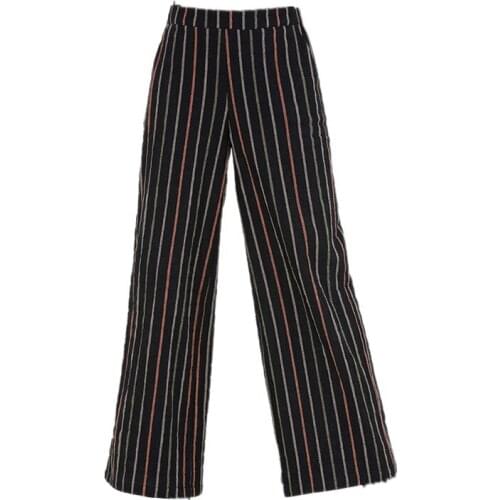 Striped wide leg pants 2019 spring winter fashion Cotton drawstring wide leg pants high quality ankle-length pants