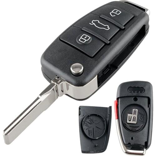 Car Key Case Replacement 3+1 Buttons Folding Remote Flip Car Key Case Shell Fob fits for A2 A3 A4 A6 A6L A8 S5 Q7 TT