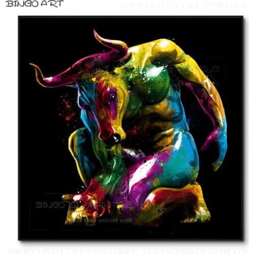 Special Design Hand-painted High Quality Sex Strong Bull Oil Painting on Canvas Unframed Strong Bull Picture for Wall Decoration