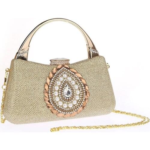 Luxy Moon Evening Bags Pearls Clutches Ladies Day Clutch Purses Female Beaded Bag With Chain wedding mini Shoulder bag WY193