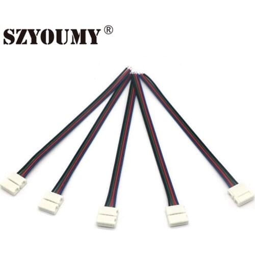 SZYOUMY RGB Connectors 10mm 4 Pin No Soldering Cable PCB Board Wire to 4 Pin Female Adapter for RGB LED Strip