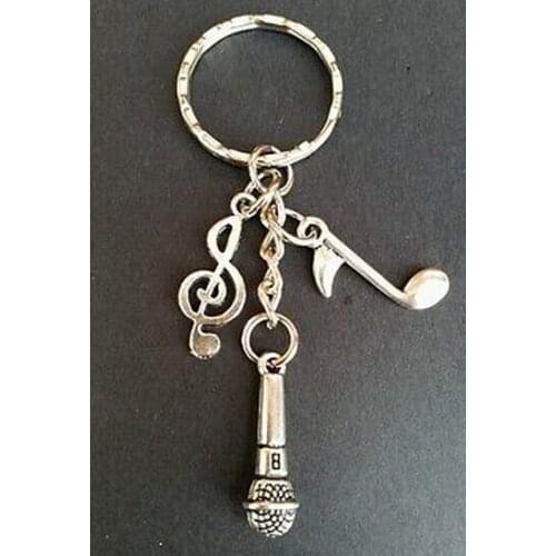 Vintage Silver Music Note Microphone Horse Moon Dragon Angel Swan Couple Guitar Dreamcatcher KeyChain For Keys Car Key Ring