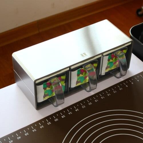 High Grade StainlessSsteel Panel Seasoning Box Plastic Seasoning Pot Set Seasoning Box Salt Pot Condiment Box