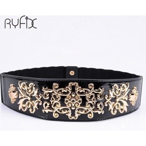 Lady flora flower Buckle pu Belt For Women Ancient Casual Wide Elastic Women Belts Waist Decoration Belt for dress BL225