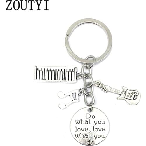 1 piece piano teacher keychain music key ring pianist gift music notes handmade jewelry guitar charms do what you like