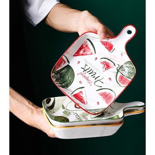 1PC Colorful Ceramic Dish Porcelain Cutlery European Kitchen Table Decorative Dessert Steak Plate