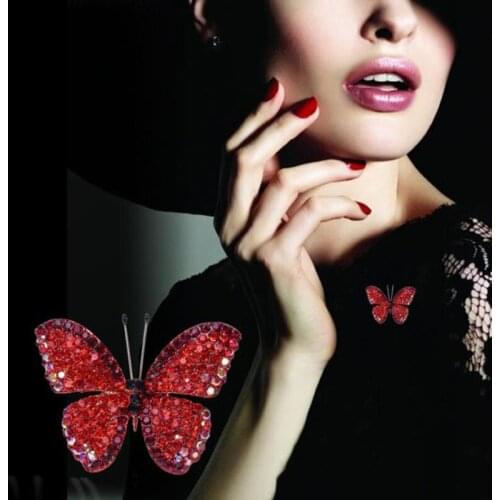 1PC New Colorful Rhinestone Butterfly Brooches For Women Unisex Insect Weddings Office Brooch Pins Gifts For Ladies Girls Decor