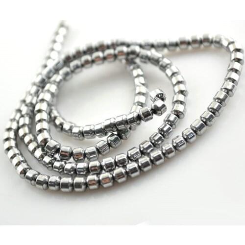3~4mm Silver Color Smooth Surface Hematite Pillar Beads 4 Styles Pocket Size Beads 10pc/lot