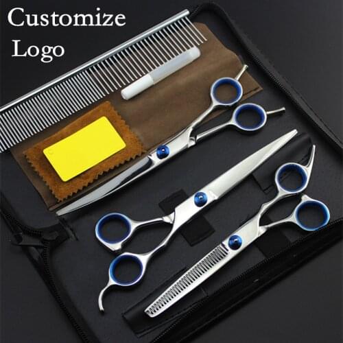 Customize 4 kit japan Pet 7 inch shears dog grooming hair scissors thinning clipper cutting barber tools hairdressing scissors