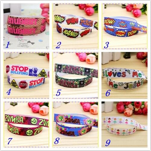 5/8'' Free shipping Fold Elastic FOE nut bang pow jesus printed headband headwear hairband diy decoration wholesale OEM S129