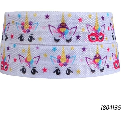 50 yards/lot) Free shipping unicorn patterns 5/8" foe fold over elastic for baby headbands