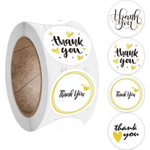 500pcs Round Thank You Stickers Package Seal Labels Wedding Party Scrapbooking E