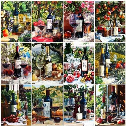 Wine 5D DIY Diamond Embroidery Full Square Round Diamond Painting Various Fruit Rhinestone Picture Mosaic For Kitchen Decoration