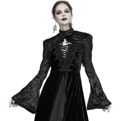 Devil Fashion Womens Gothic Vintage Turtleneck Shawl Gorgeous Fashion Long Sleeves Short Coat