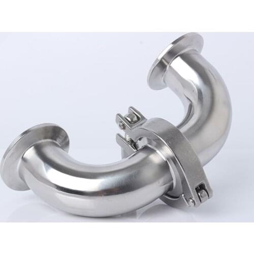 304 Stainless Steel Elbow Sanitary Fitting 19mm 25mm 32mm 38mm 45mm 51mm 57mm 63mm Pipe OD Feerule + Tri Clamp + Silicon Gasket