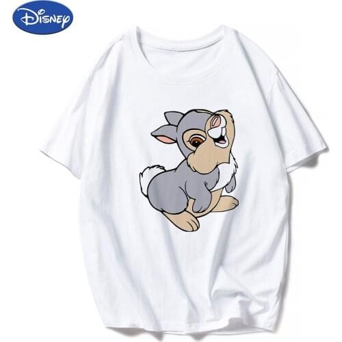 Disney Funny T Shirts Women Bambi Friend Thumper Cute European Park Clothes Kawaii Crewneck Tshirt 2021 New Branded Vogue Edgy
