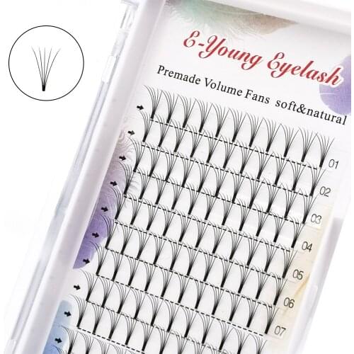 E-YOUNG Premade Russian Volume Fans 5d Eyelashes Natural Short Stem Lash Premade Eyelash Extensions Supplies Individual Lashes