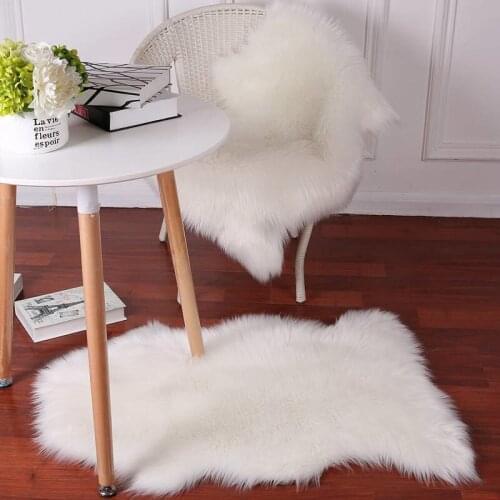 Artificial Wool Carpet for Living Room Bedroom Chair Sofa Cover Rug Home Decoration Soft Warm Carpets Faux Mat Washable Seat Pad