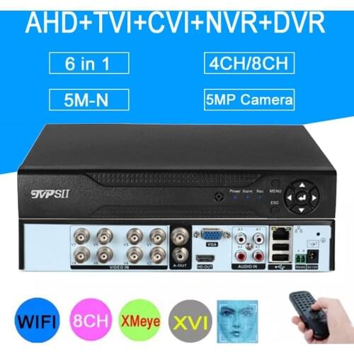 8MP 4K 8 Channel H265+ 8CH/4CH XMeye Coaxial 6 in 1 Audio H.265+ Face Detect Hybrid Coaxial WIFI AHD DVR Motherboard