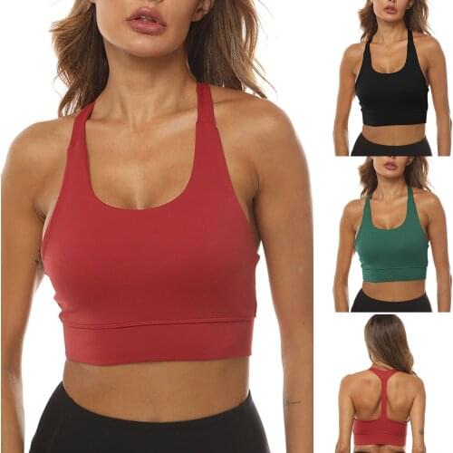 Run Crop Tops Womens Sexy Sports Tank Tops Yoga Bra Shockproof Vest U-Neck Beauty Back Camisole Solid Color Lingerie Underwear