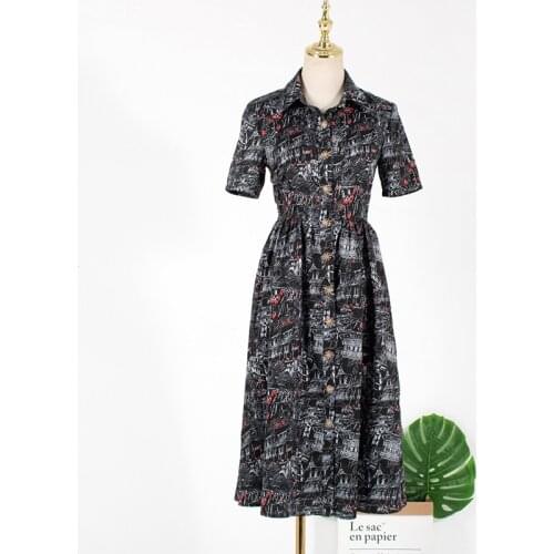 Summer Dress 2020 Women Elegant Printed Long Dress The king 김고은 Ladies Short Sleeve Party Dresses Vestidos de fiesta L597