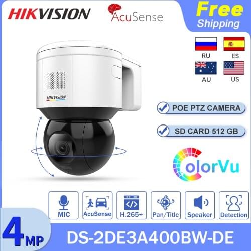Hikvision Acusense PTZ ColorVu 4MP Mini IP Camera DS-2DE3A400BW-DE(F1)(S5) HD POE H.265 Mic Speaker Face Capture видеонаблюдение