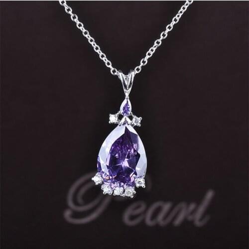 New Arrival Chinese Wholesale Price Purple Cubic Zircon Jewelry Fashion Necklaces 2014 Hot Sale D0232