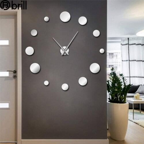 New Quartz Wall Clocks Fashion Watches 3d Wall Clocks Diy Acrylic Round Shape Disc Mirror Decoration Wall Watches Home Decor
