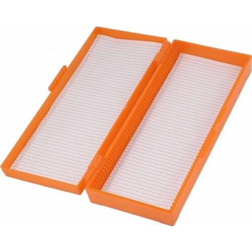 Orange wihte blue green Plastic Shell 50 Slots Rectangular Microscope Glass Slide Box