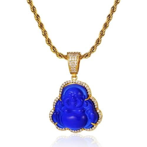 OMYFUN Buddha Pendant Necklaces For Women Gold Silver Color Colored Gem Necklace Copper Fashion Jewelry Hot Sale Drop Shipping