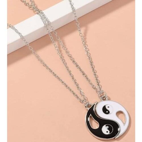 Punk Tai Chi Paired Pendant Necklaces For Women Men Lovers Friends Hip Hop Link Chain Yin Yang Couple Necklace Fashion Jewelry