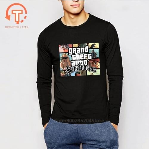 Popular Gaming Long sleeves T-Shirts GTA San Andreas Team GRAND THEFT AUTO Tee Shirt Men long Sleeved Video Game Unique Apparel