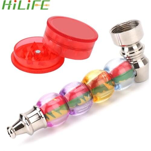Portable Cigarette Holder Metal With Spice Grinder Mesh Filter Mens Gift Tobacco Pipe