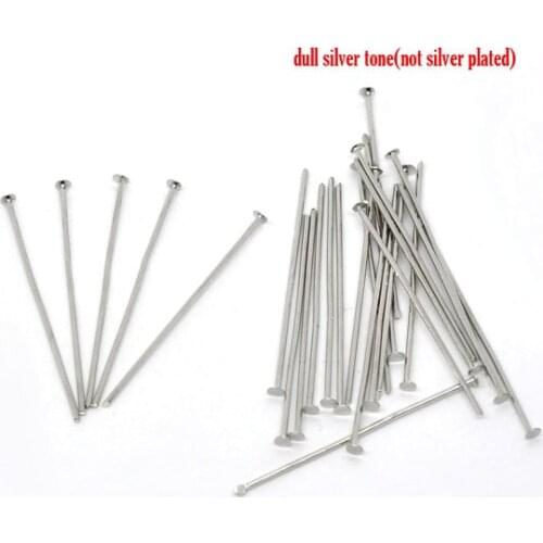 Lovely 450PCs Silver Color Head Pins 0.7x30mm(21 gauge) (B01478)