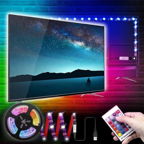 RGB LED Strip 5050 SMD DC5V Flexible Lamp Tape Diode Light Strip with Remote Control Wall Room TV BackLight 1M/2M/3M/4M/5M/10M