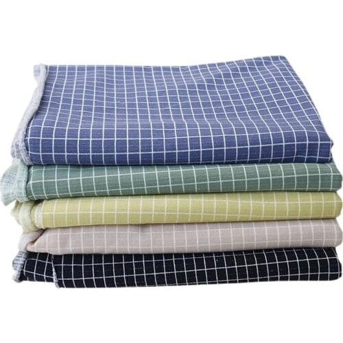 Width 68'' Simple Soft Skin Friendly Elastic Plaid Cotton Fabric By The Half Yard For T-Shirt Pants Material