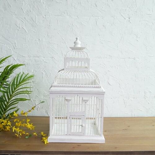 Country Decor Wood White Retro Bird Cage Ornaments