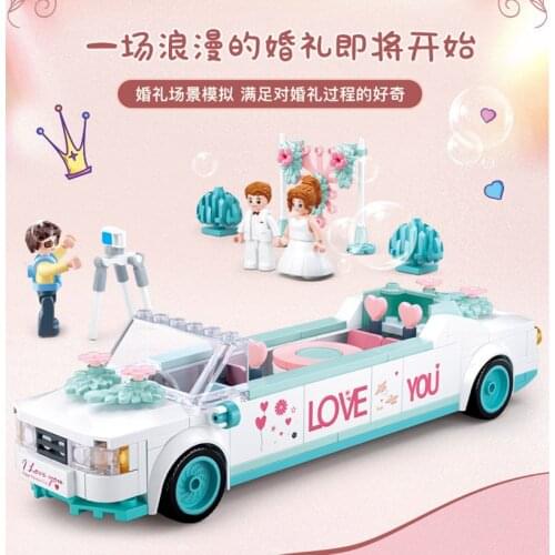 SLuban Dream Wedding Series Wedding Car Modle Building Blocks City Minifigures For Couple Gifts Toys Kids Birthday Princess Toys