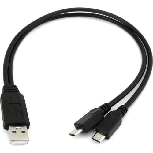 USB 2.0 Type A Male To Male Dual Micro USB Y Splitter Charging Data Cable NK-Shopping