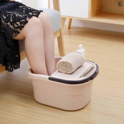 Thickened hand-held portable footbath with lid, plastic footbath, household foot bath barrel, massage foot barrel