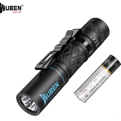 WUBEN E18 Small Flashlight XP-G3 LED max 180 lumen beam throw 75 meter Cold White 4 working modes EDC Search Torch AA Battery