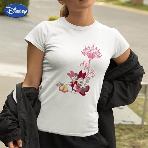 Minnie and Daisy Bff Sister Shirts 2021 Flowers Print Vogue Womens Kawaii Clothes Aesthetic Harajuku Short Sleeve Disney T Shirt