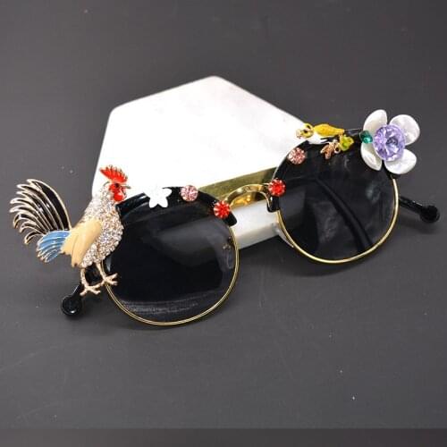 2021 Baroque Handmade High Quality Sunglasses for Women Cat Eye Girls Glasses Golden Chicken Ladies Sun Glasses for Party Gifts