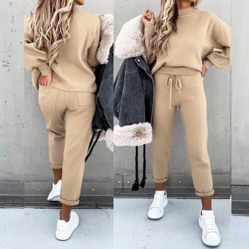 Women Autumn Long Sleeve Pullover Sweatshirt Pants Sportswear Set Tracksuit Womens Clothing женские штаны ropa de mujer 2021