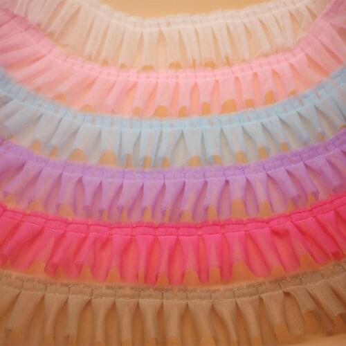 1M Latest Pleated Mesh Lace Trim Guipure 5cm Ribbon Tulle Lace Fabric For Sewing Wedding Dress Clothing Accessories dentelle ZQ1