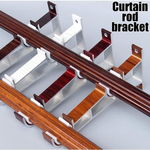 1PC Double Curtain Rod Brackets Hook Hanger Ceiling Mounted Window Hardware Holders Home Decor Accessories