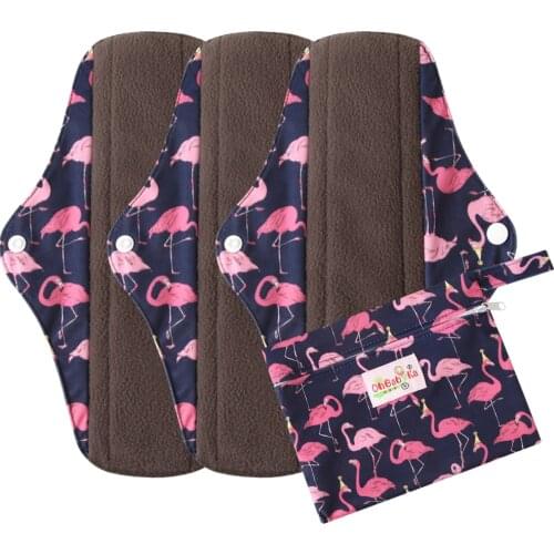 3PCS PADS+1BAG Washable Menstrual Pad Reusable Sanitary Menstrual Mama Pad Bamboo Cloth Feminine Hygiene Panty Liner Towel Pads