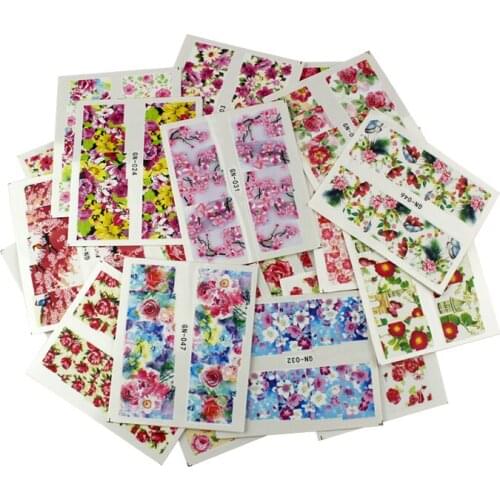 48 Sheets/Pack Mixed Flower Water Transfer Nail Stickers Decals Art Tips Decoration Manicure Stickers Ongles DIY Tools
